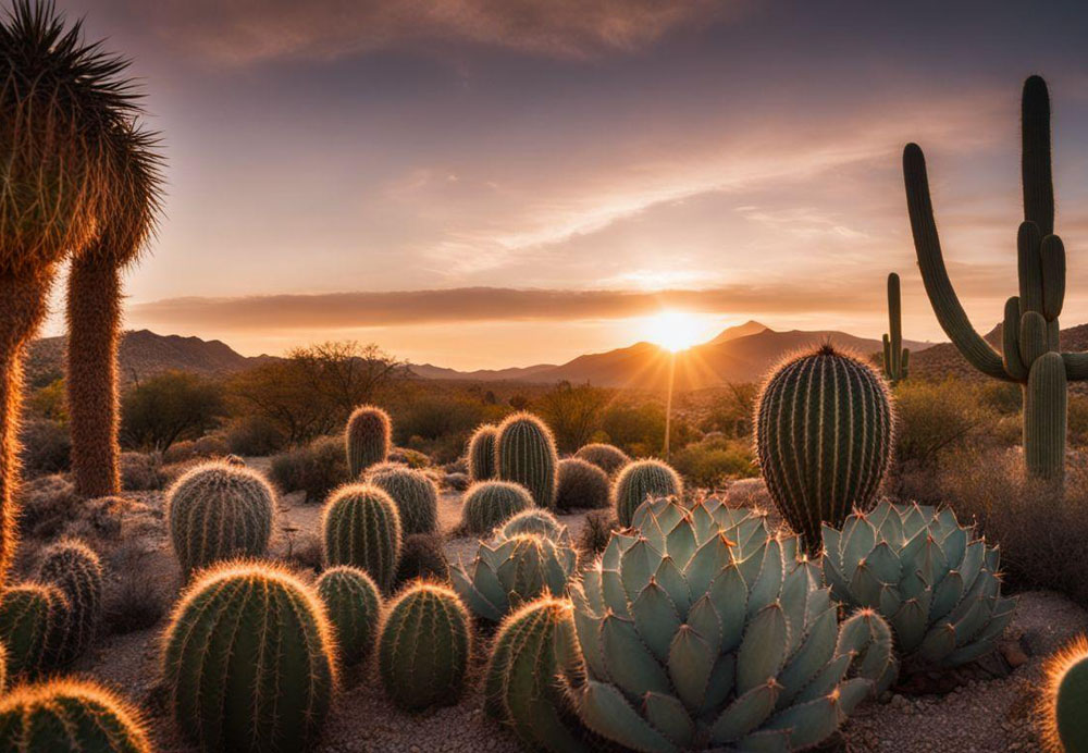 A group of cactus plants in a desert