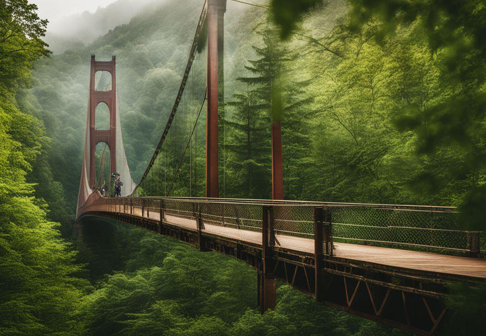 A bridge with a person on it