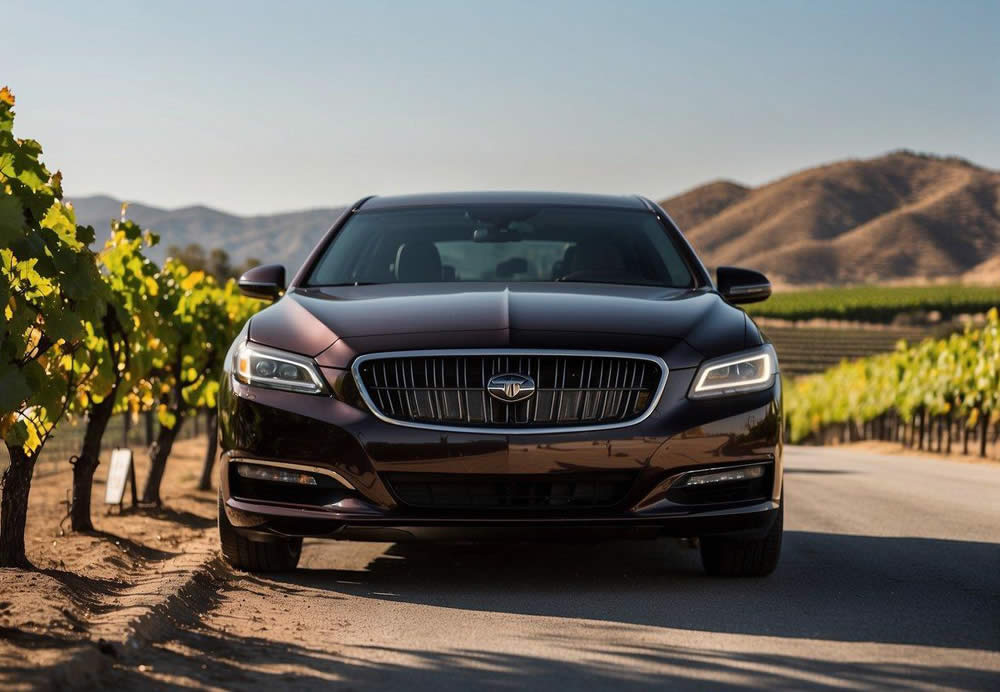 The rolling hills of Temecula Wine Region with luxury transportation companies lined up for wine tours from San Diego